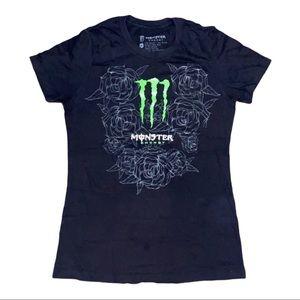 Rose Printed Monster Energy T-shirt